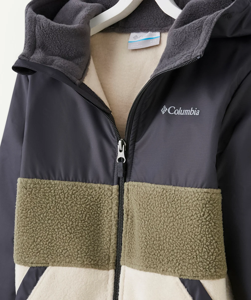 COLUMBIAVESTE EN POLAIRE GARÇON À CAPUCHE STEENS MOUNTAIN NOVELTY GRIS ET KAKI