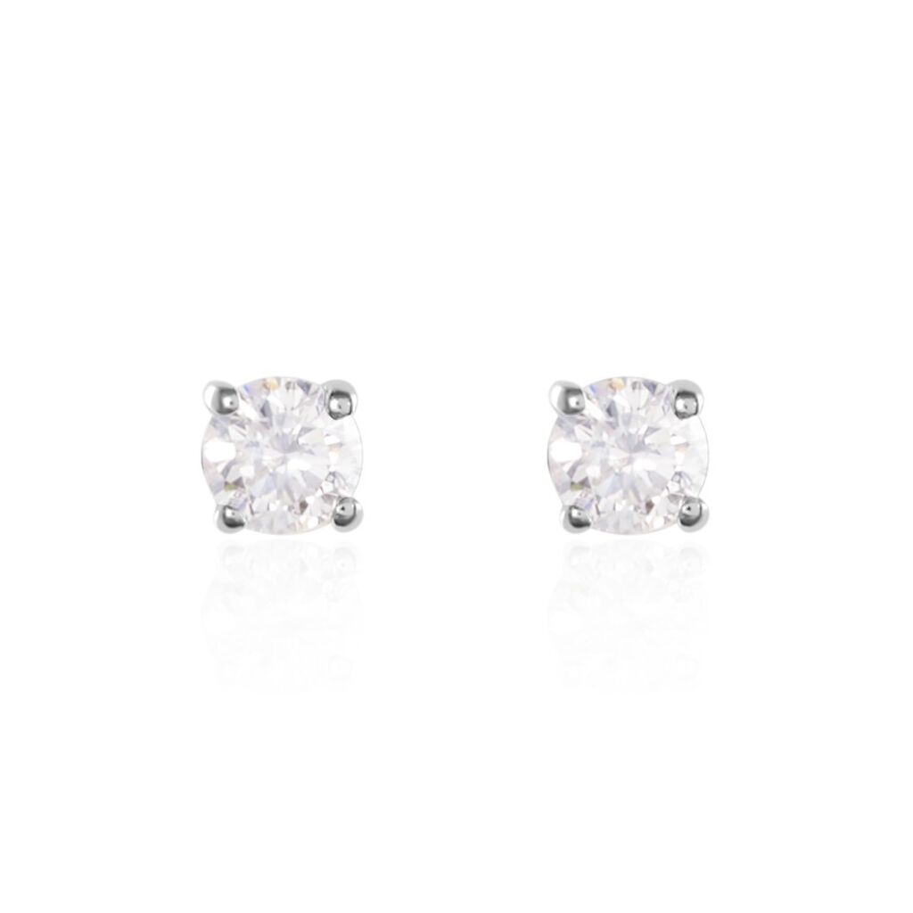 Boucles D'oreilles Puces Or Blanc Victoria Diamants