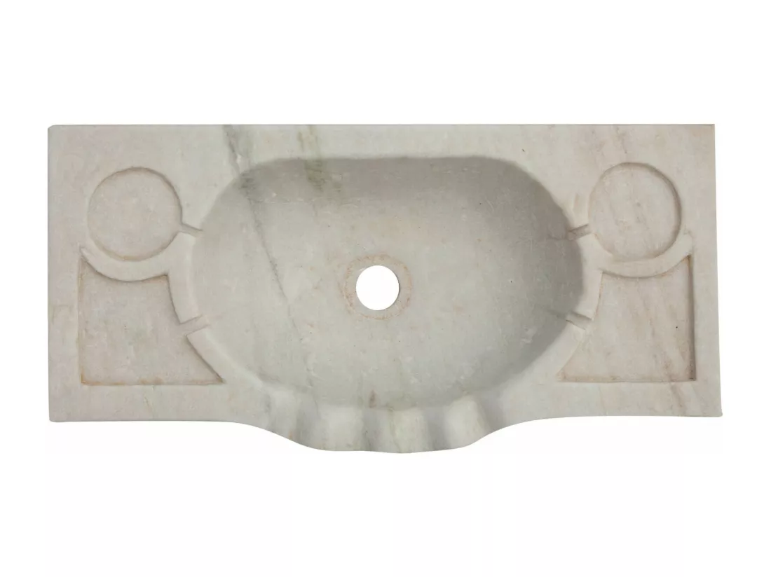 Vasque à Poser INSPIRE - Vasque en Marbre Blanc - Lavabo 60 x 30 x 14 cm
