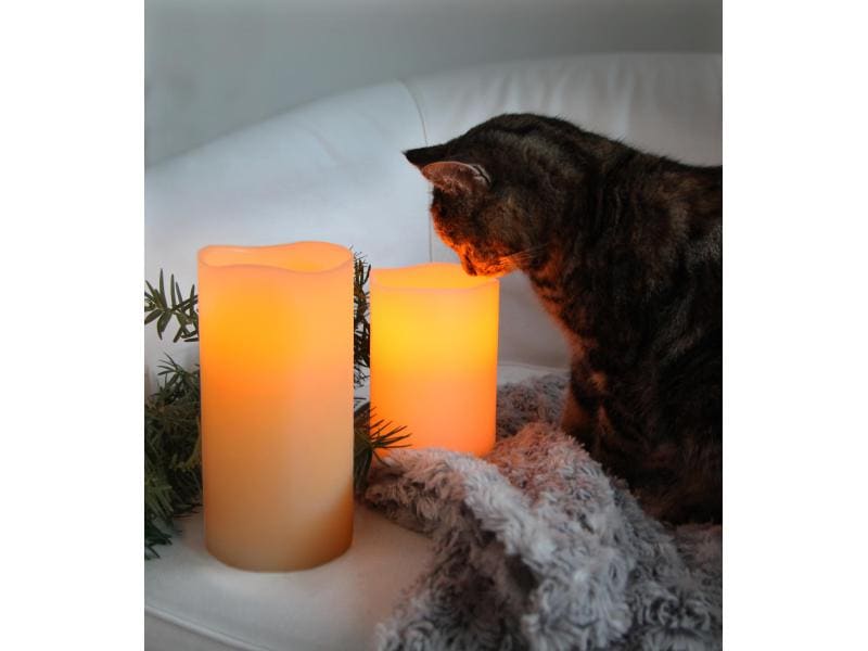 Star Trading LED-Kerze Big Ø 10 x 15 cm, Beige Kerze aus Echtwachs mit LED Licht