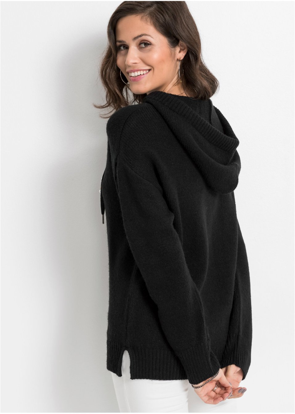 Pull en maille à capuche