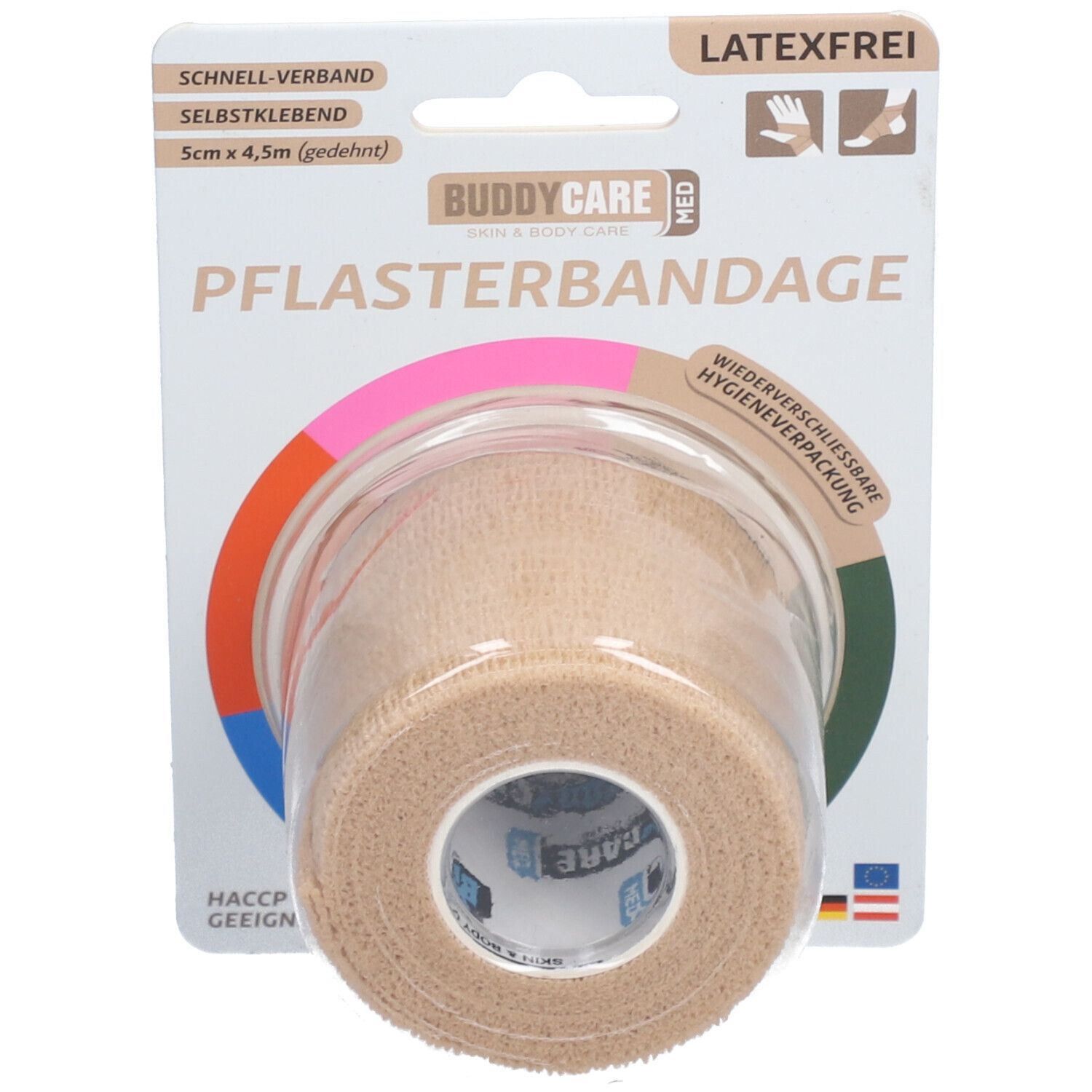 BUDDYCARE® MED Pflasterbandagen HAUT - 5cmx4,5m Latexfrei