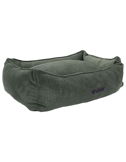 Wooff Cocoon Rib Velours Olijfgroen - Hondenmand