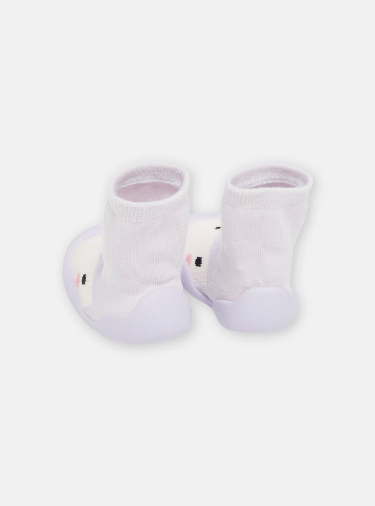Chaussons chaussettes mauves à motif renne