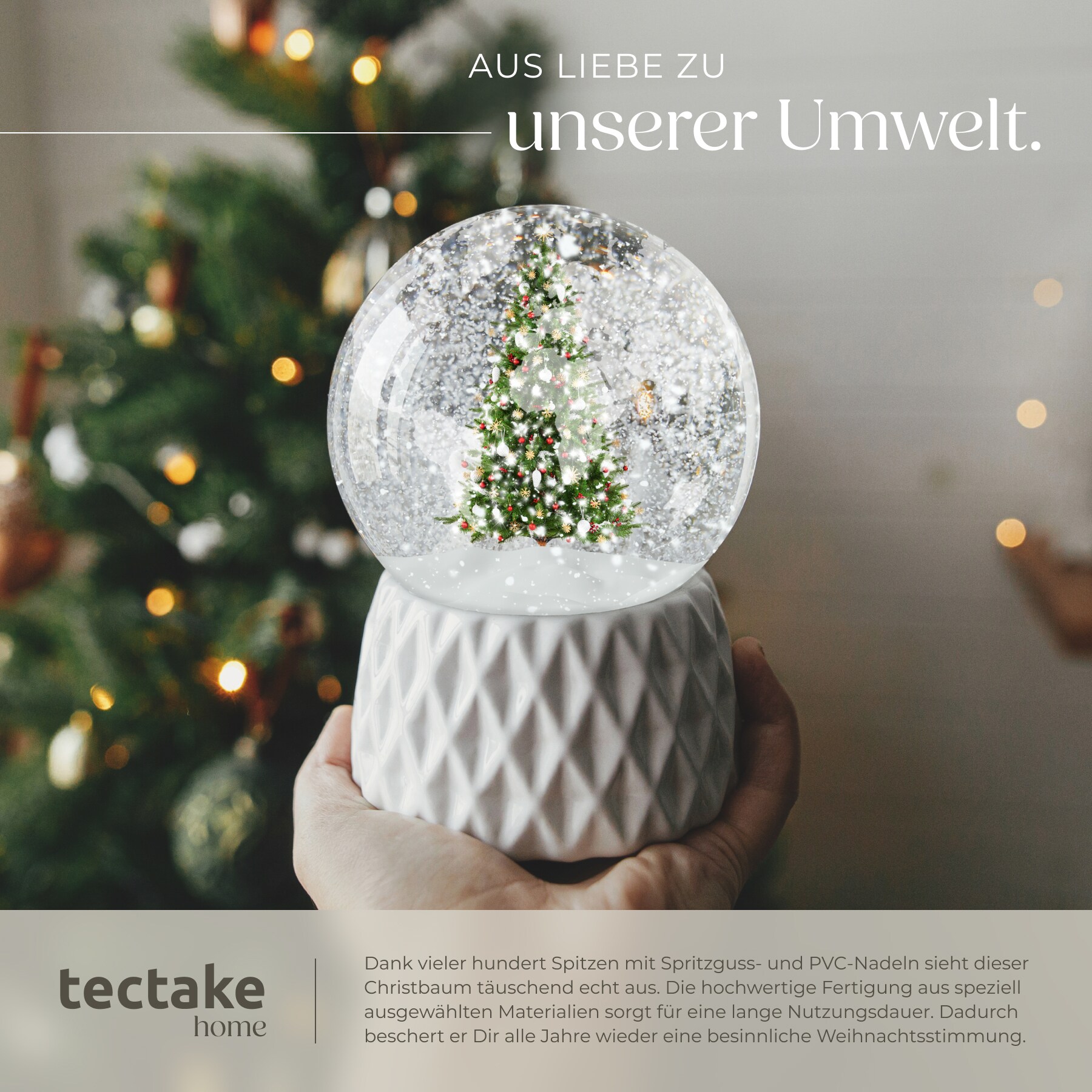 tectake® Weihnachtsbaum , verschiedene Größen, künstlich in Grün, PVC- und Spritzgussnadeln, formbar mit viel Volumen, klappbarer Baumständer aus Holz