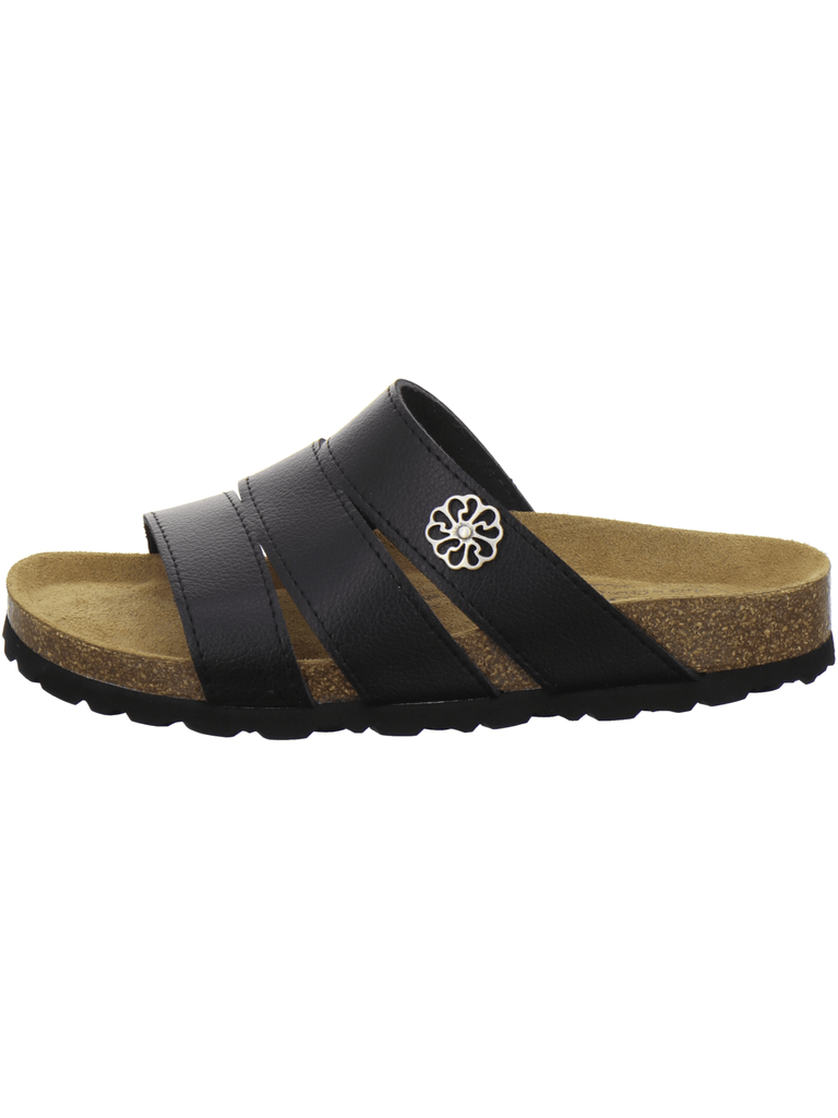 Pantoletten Damen Leder schwarz