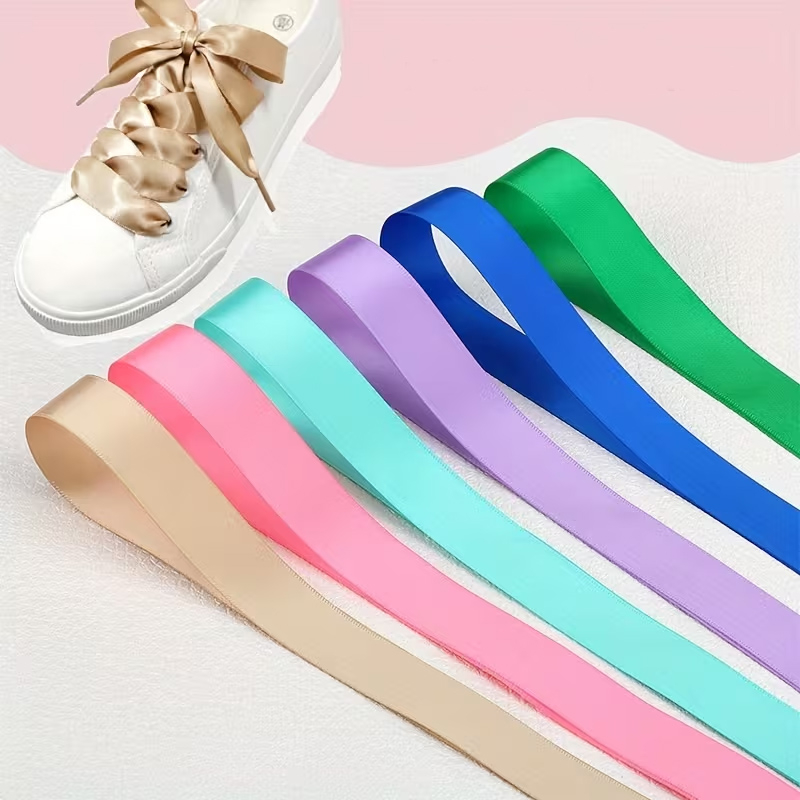 (1 Paar) 120cm Breite Satin Schnürsenkel Klassische Sneaker Schuhbändel - Beige