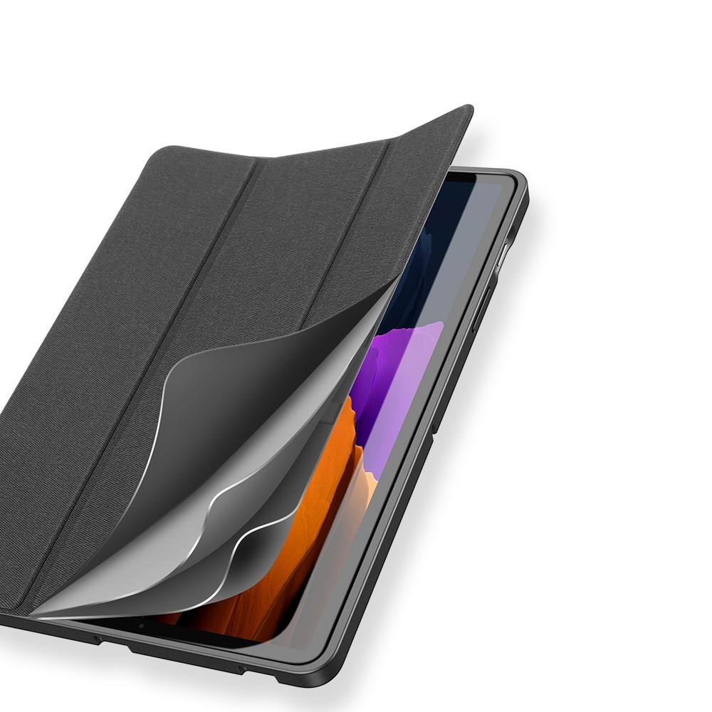 Samsung Galaxy Tab S8  Plus / Tab S7 FE 5G / Tab S7  Plus Tasche Smart Cover Hülle Stoff Design S-Pen Halterung - Schwarz