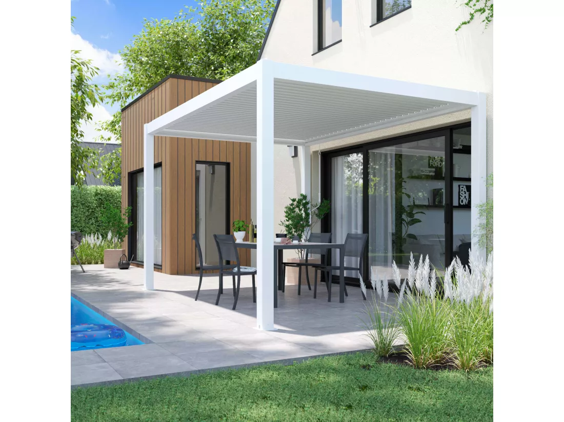 Pergola bioclimatique autoportée blanche 3x4m