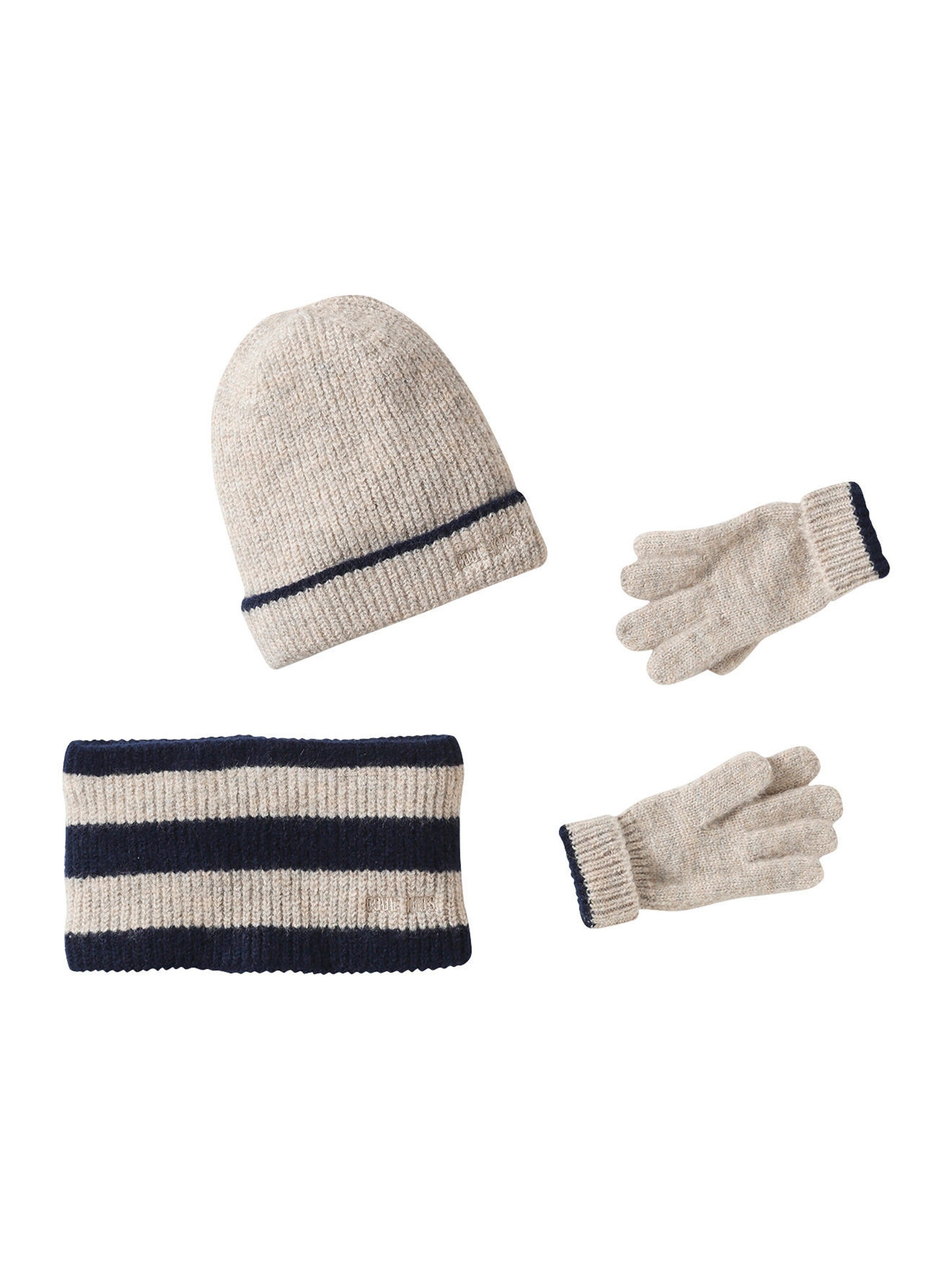 Vertbaudet Jungen-Set COOL KIDS: Mütze, Rundschal & Handschuhe graublau