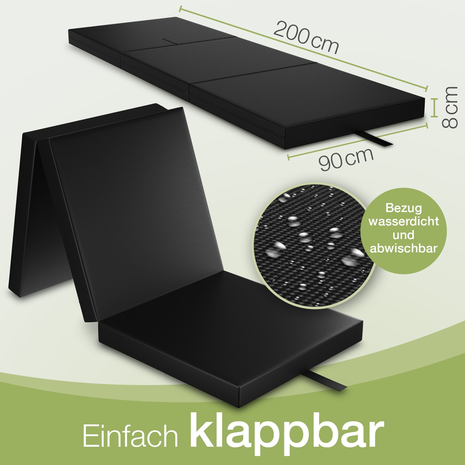 Outdoor Klappmatratze Campingmatratze, wasserabweisend, 90x200x8 cm