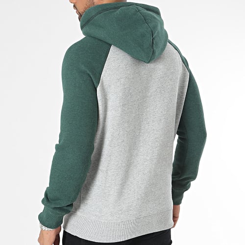 Sweat Capuche Essential Baseball Gris Chiné Vert
