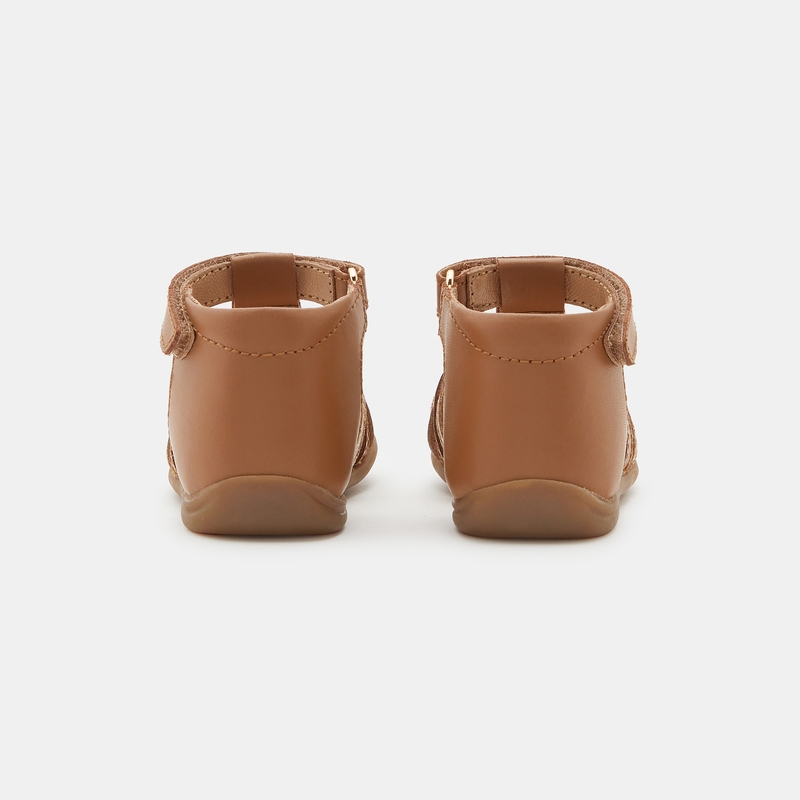 Sandales cuir premiers pas beige bébé fille