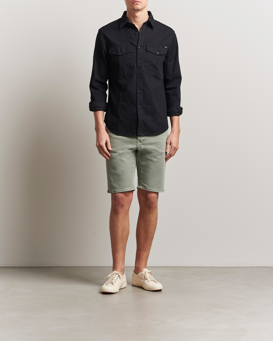 Replay RBJ981 Stretch Denim Shorts Light Sage Green