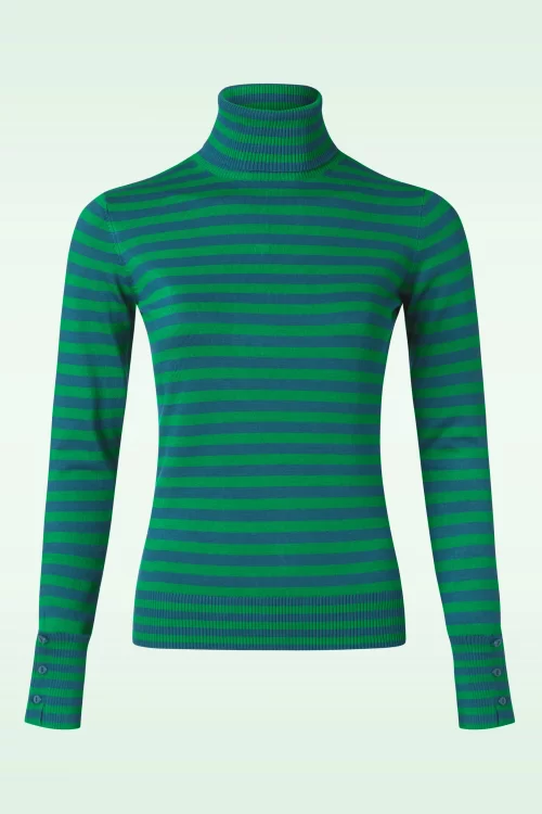Zilch High Neck Two Tone top in groen en blauw
