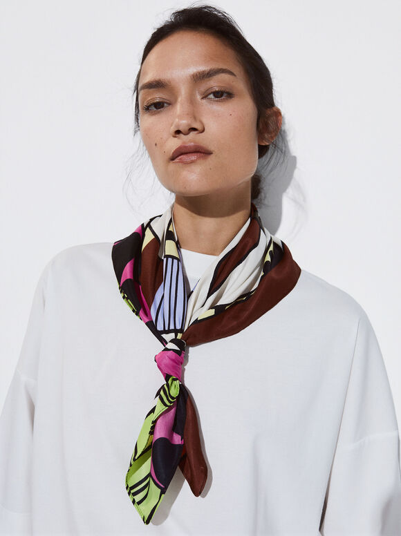 Lenço quadrado estampado - Multicolorido