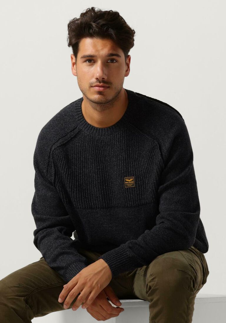 PME LEGEND donkerblauwe pme legend trui r-neck cotton indigo look knit