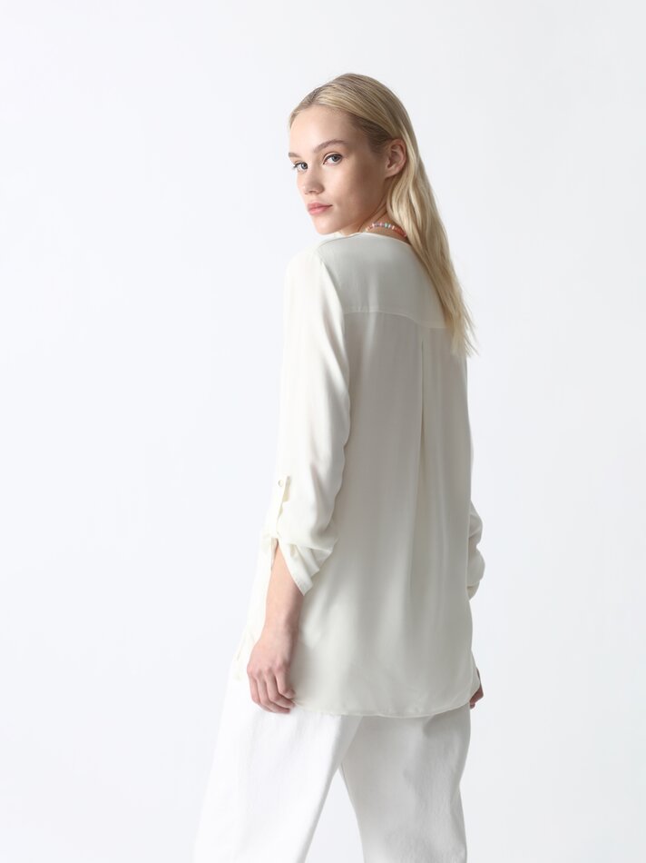 Camisa com decote em V - Off-white