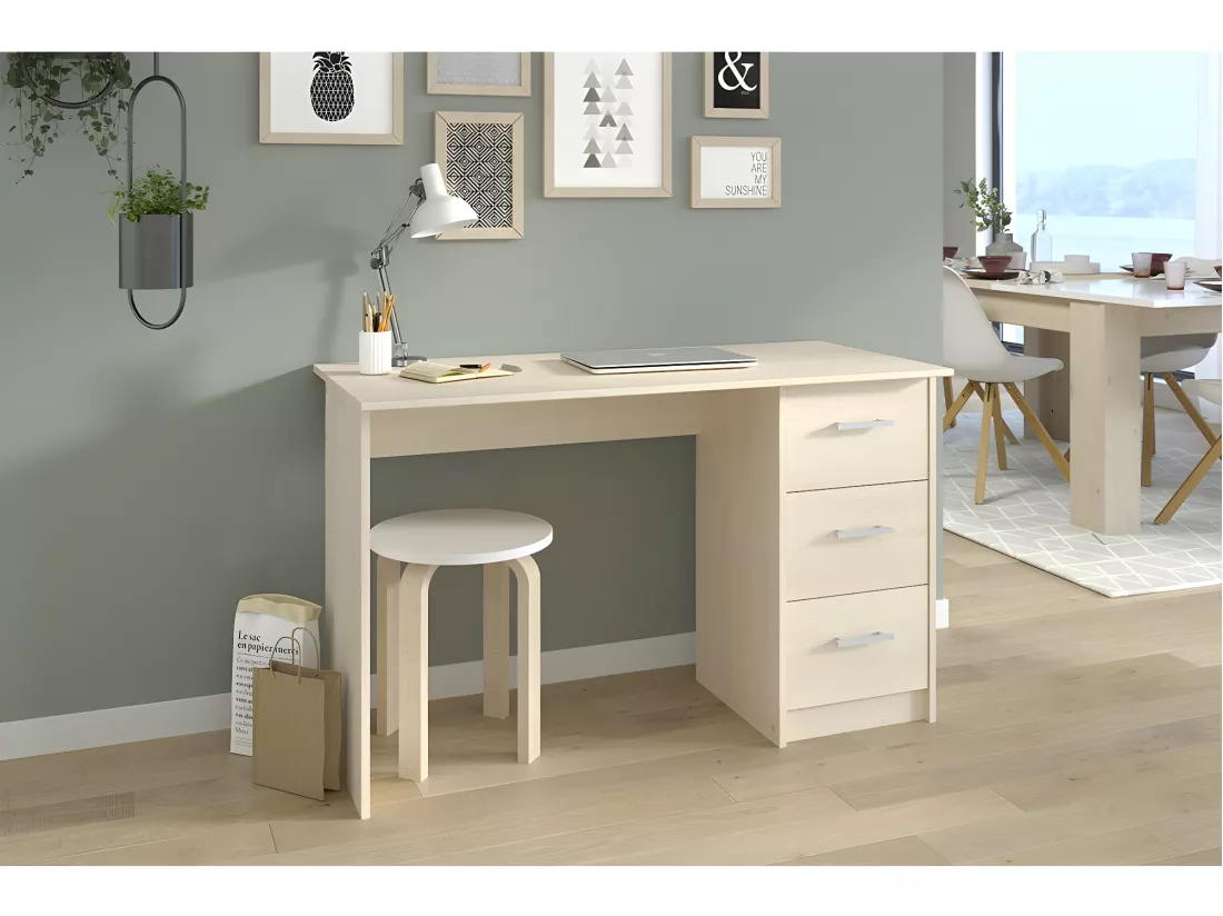Bureau Droit 3 tiroirs L121 cm - Infinity