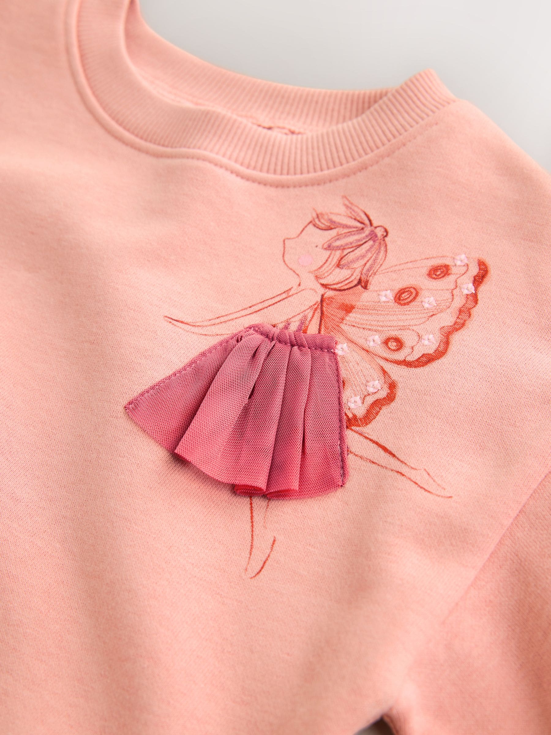 Roze met elfjes - Sweaterjurk met verlaagde taille (3mnd-7jr)