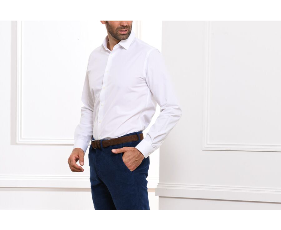 Chemise blanche coton popeline - Col français - LOUIS