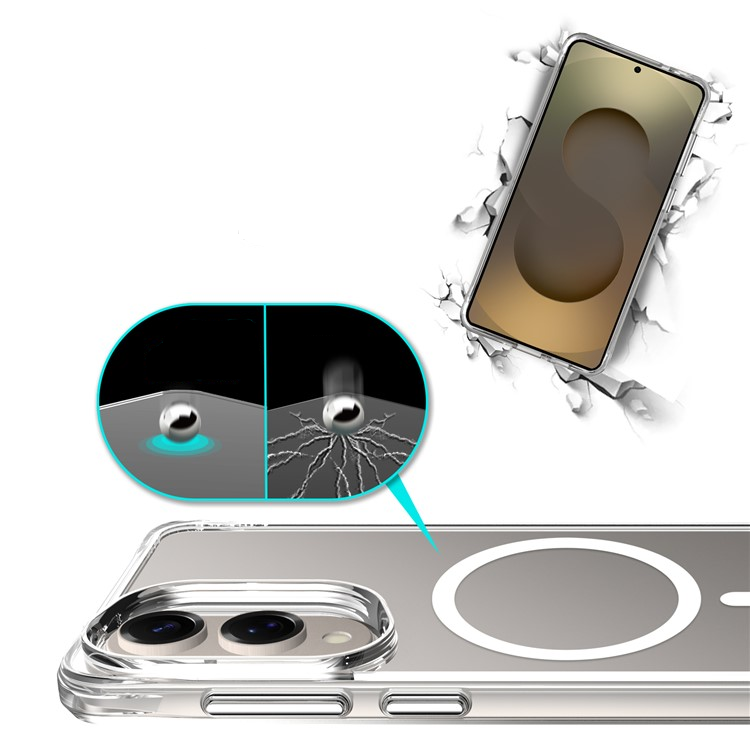 Samsung Galaxy S25 Edge Hybrid Hülle TPU Bumper Acryl Rückseite MagSafe-Modul - Transparent