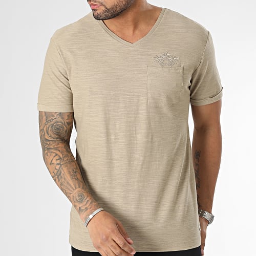 Tee Shirt A Poche Poitrine 20715337 Beige Chiné