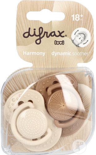 Difrax Dynamic Sucette 18+ Mois Harmony Créme/Light Brown 2 Pièces