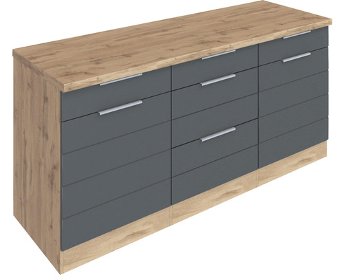 Held Furniture Florence uittrekbare onderkast BxDxH 180x60x82 cm mat grijs, gedemonteerd, scharnier omkeerbaar (links of rechts te monteren)