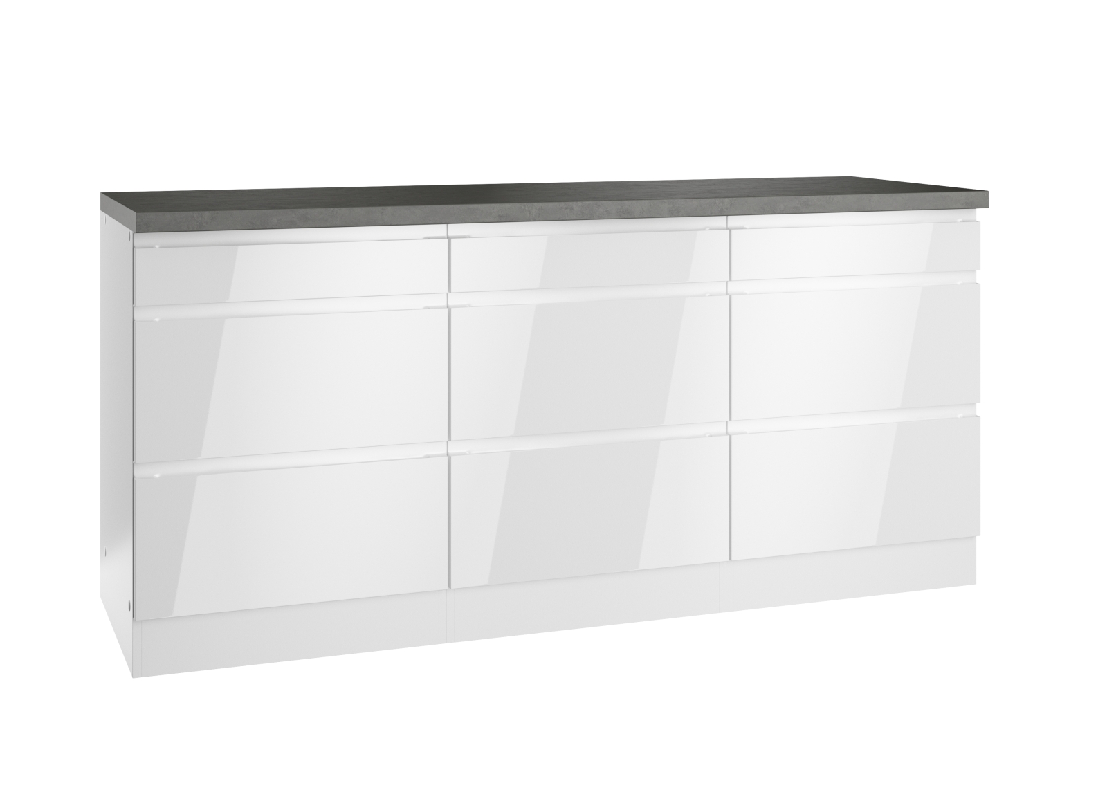 Unterschrank MONZA - weiß Hochglanz - Beton-Optik - 180 cm
