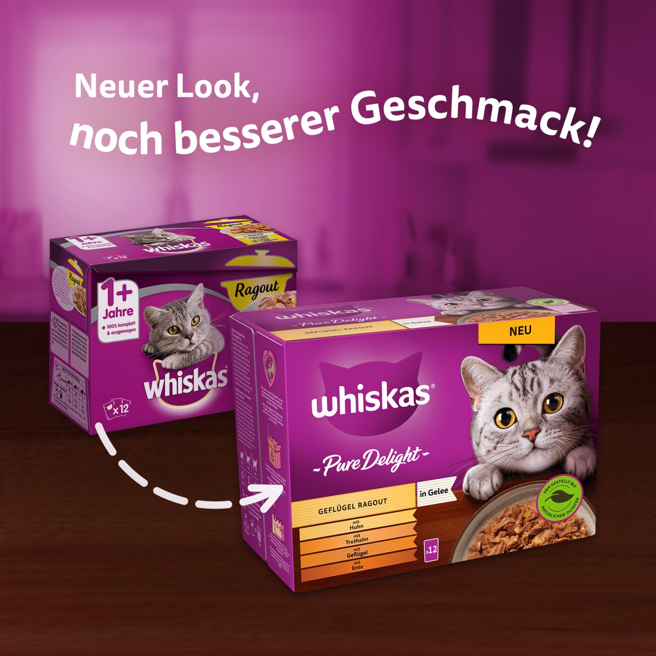 Whiskas Pure Delight Multipack Geflügel Ragout in Gelee 12 x 85g
