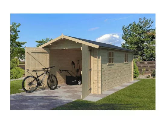 Garage en épicéa massif double porte 16.16 m² Sans option