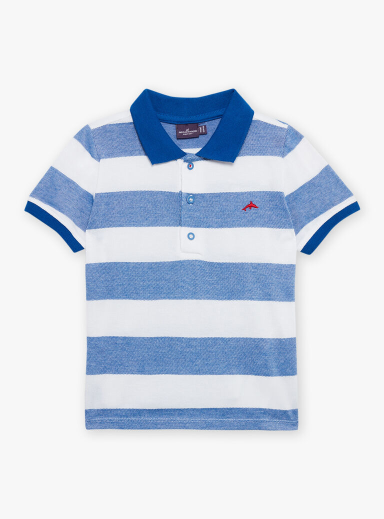 Polo bleu à imprimé à rayures