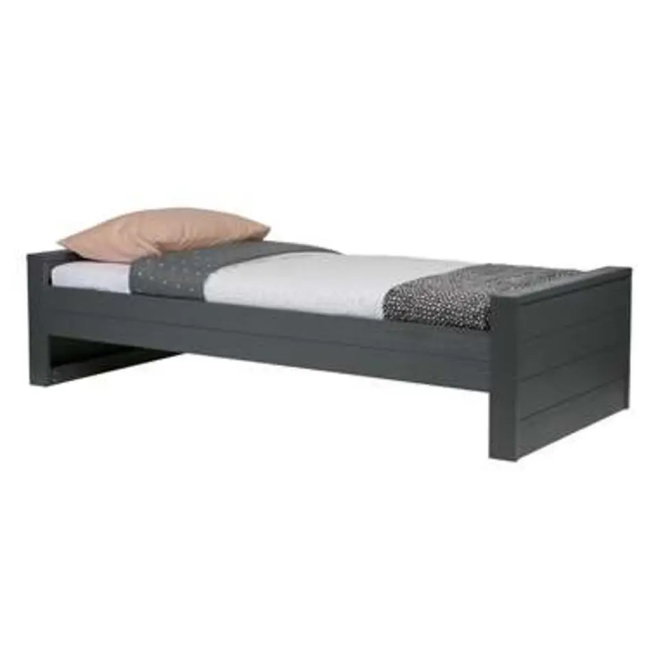 WOOOD Dennis Bed Excl Lade - Grenen - Staal Grijs - 53x219x95