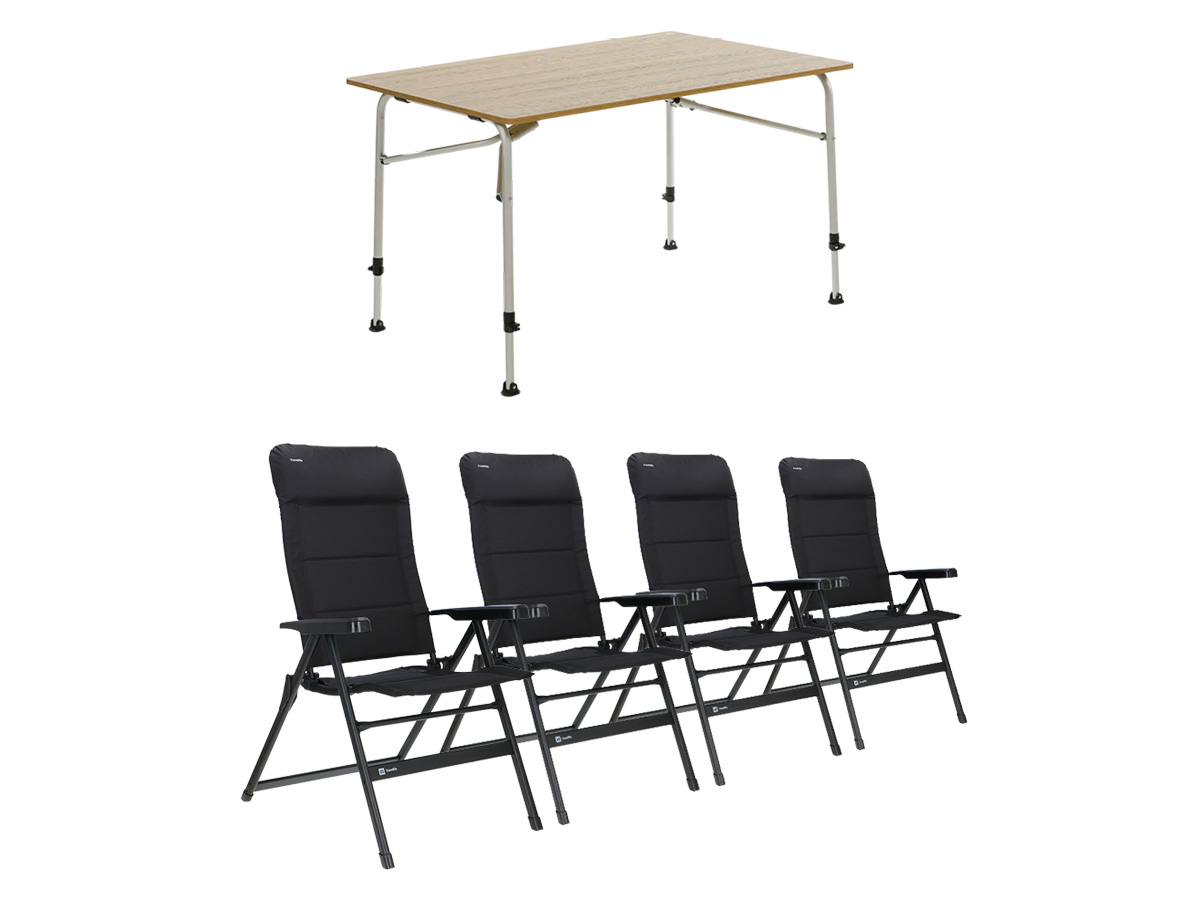 Travellife Sorrento Brown 120 tafel met Festo L standenstoelen