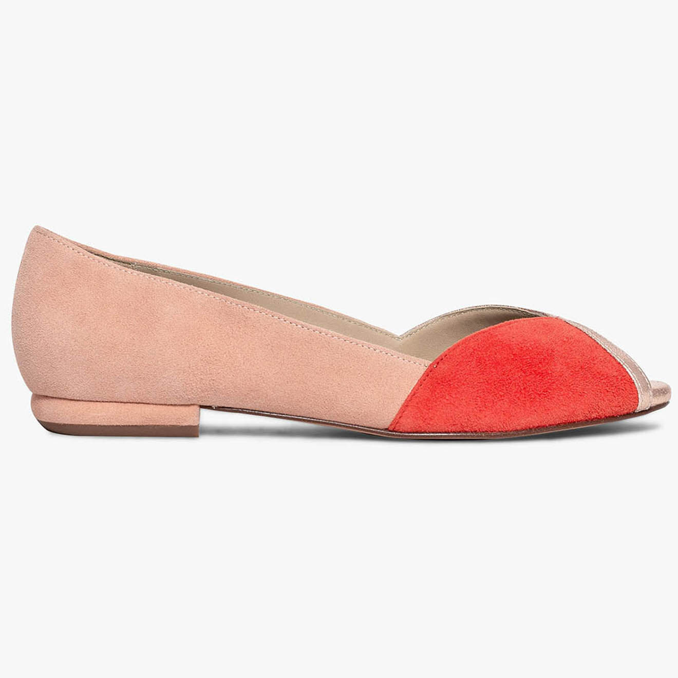 Bocage Ballerines en Velours de Cuir Saphir pêche