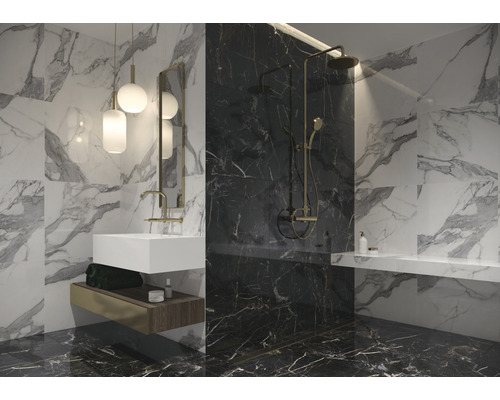 Porseleinen wand- en vloertegel Marquina 119,7 x 119,7 x 0,8 cm goud mat gerectificeerd