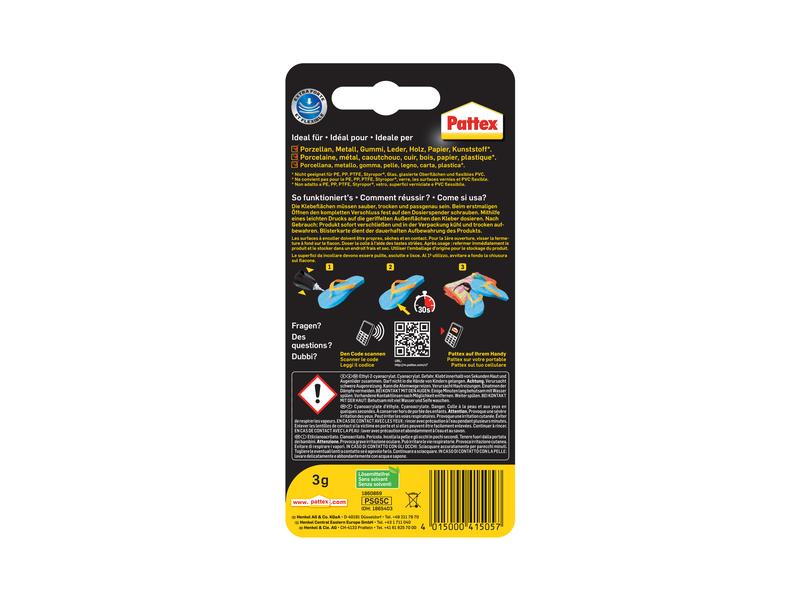 Pattex Sekundenkleber Ultra Gel Matic 1 x 3 g, Transparent Reparaturkleber