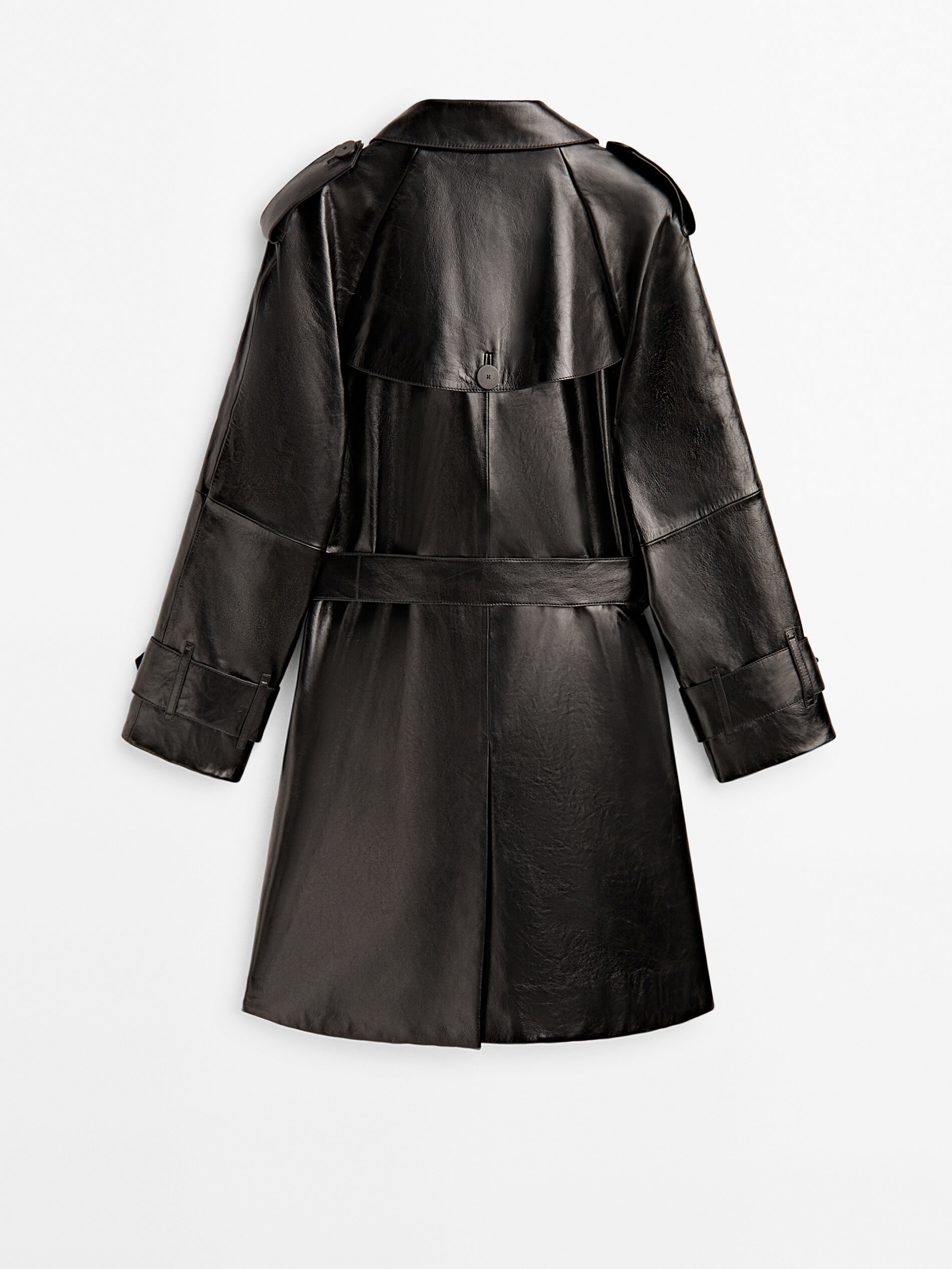 Casaco trench coat Chaqueta em pele charol - PRETO