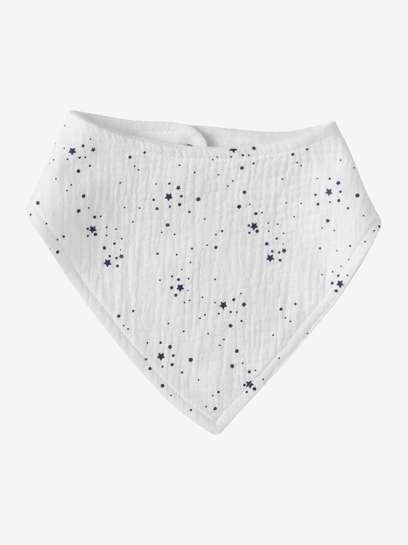 3 babadores bandana de chiffon de algodão azul-gelo
