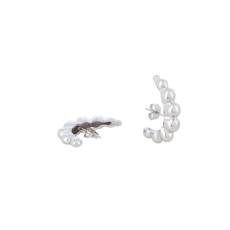Boucles d'oreilles en acier argenté effet manchette de lobe en forme de croissant bullé