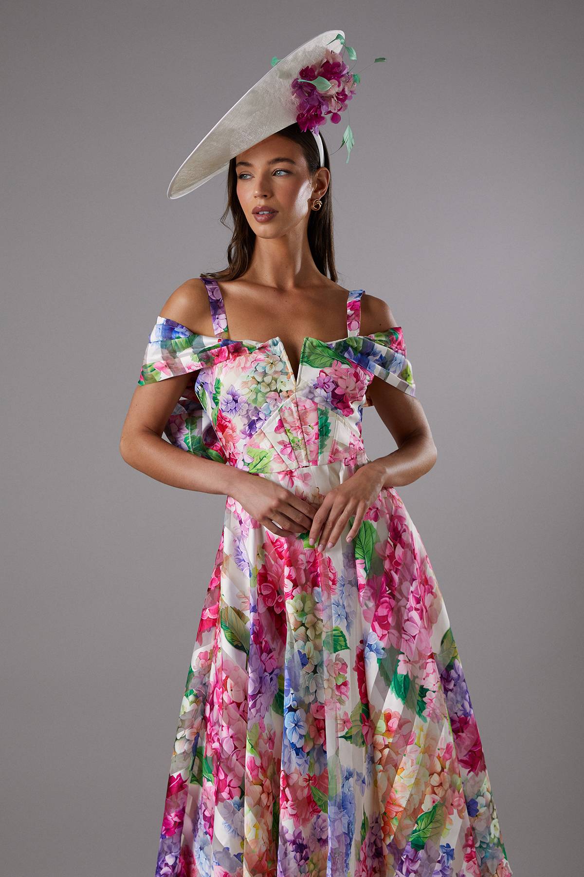 Coast Robe Midi Bardot en Organza Imprimé Lisa Tan