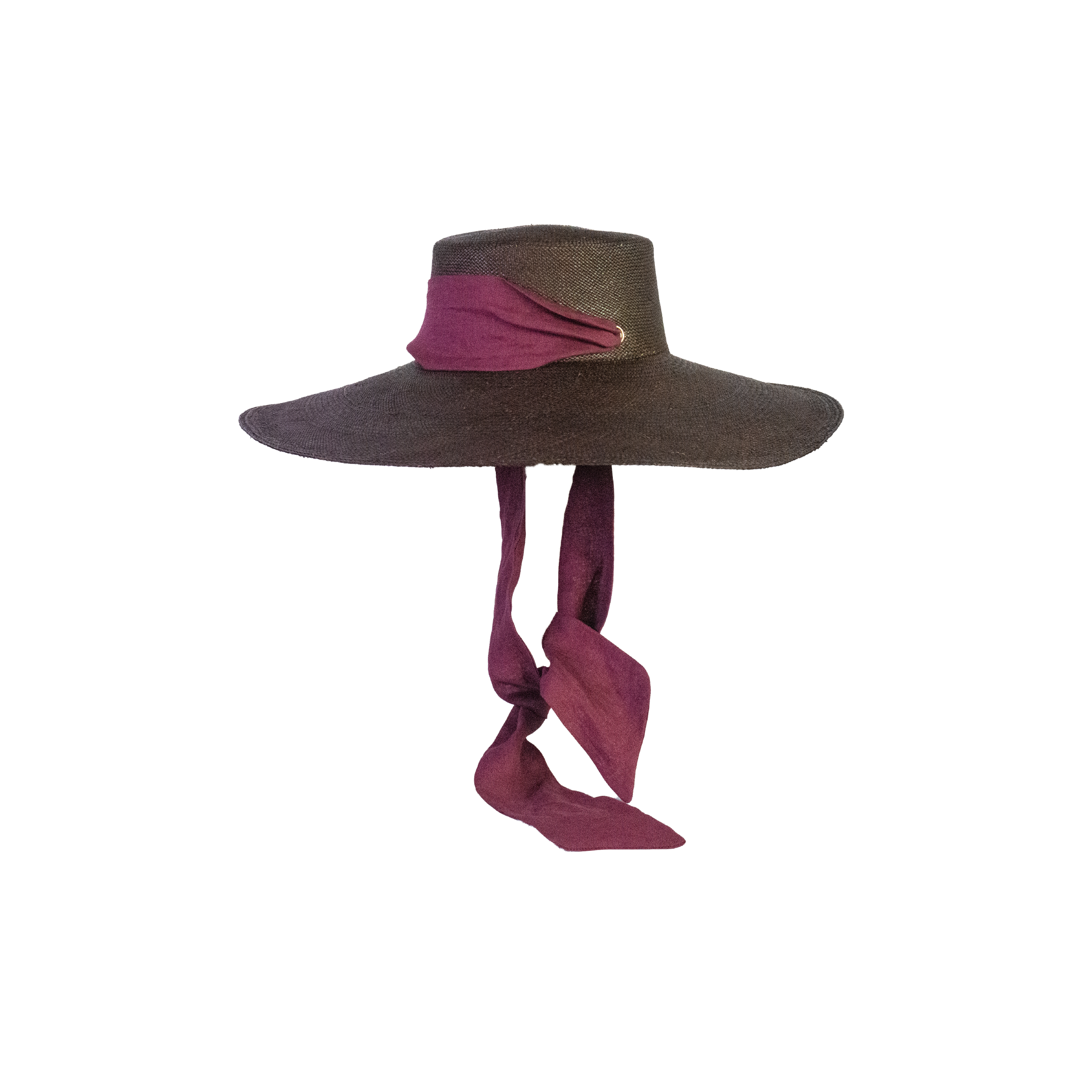 Chapeau en cordovan à bord extra long avec ruban gros-grain ajustable
