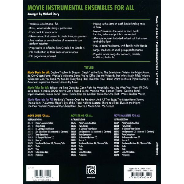 Alfred Music Publishing Movie Trios For All Piano