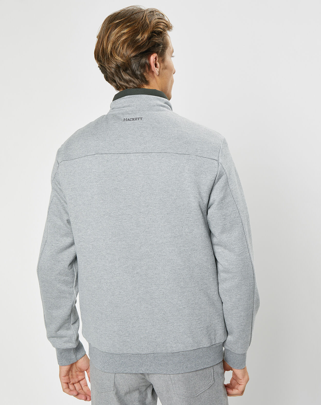 Hackett London Blouson bi-matière gris clair