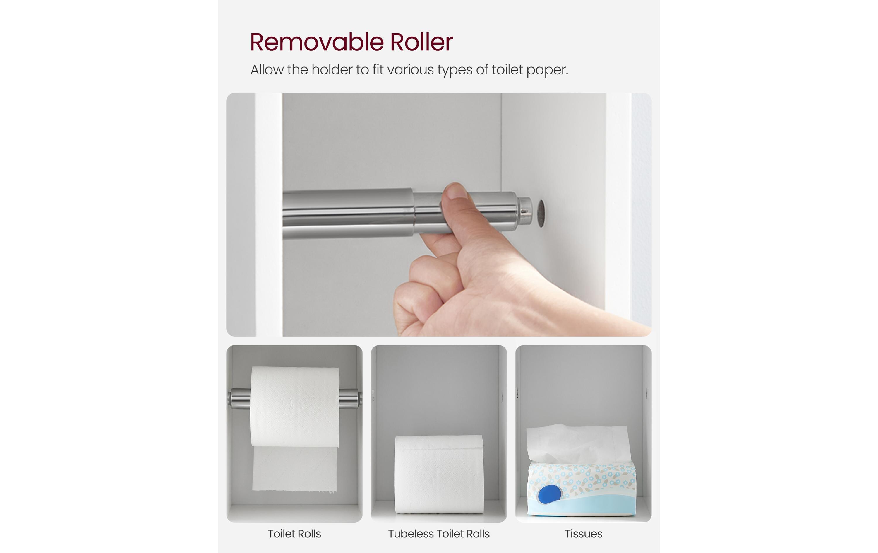 Regal mit Toilettenpapierhalter 76.7 x 18 cm, WeissSchrank mit Toilettenpapierhalter