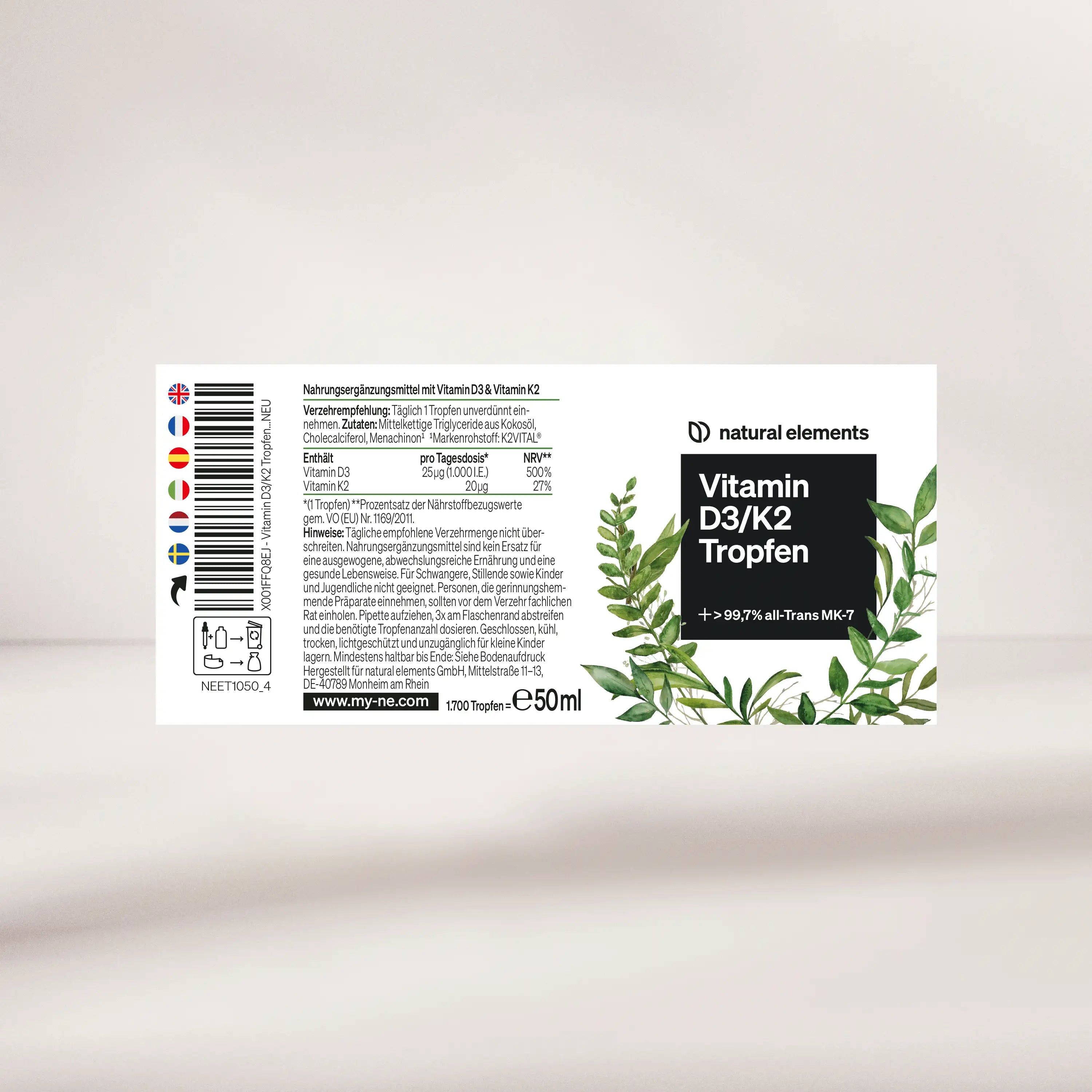 natural elements Vitamin D3 K2