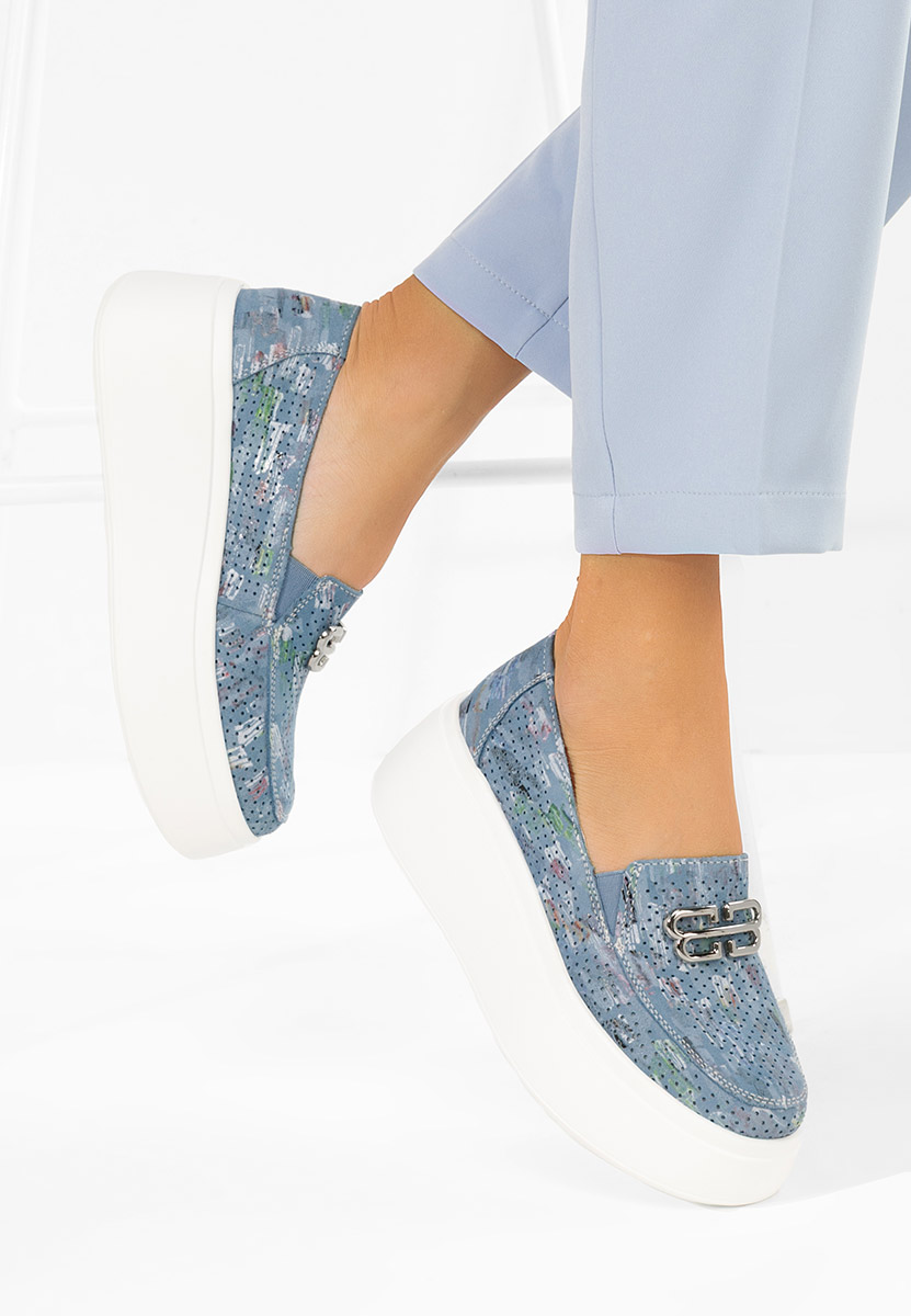 Mocassins femme en cuir bleus Brinleya