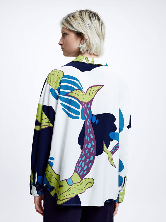 Camisa fluida estampada - Multicor