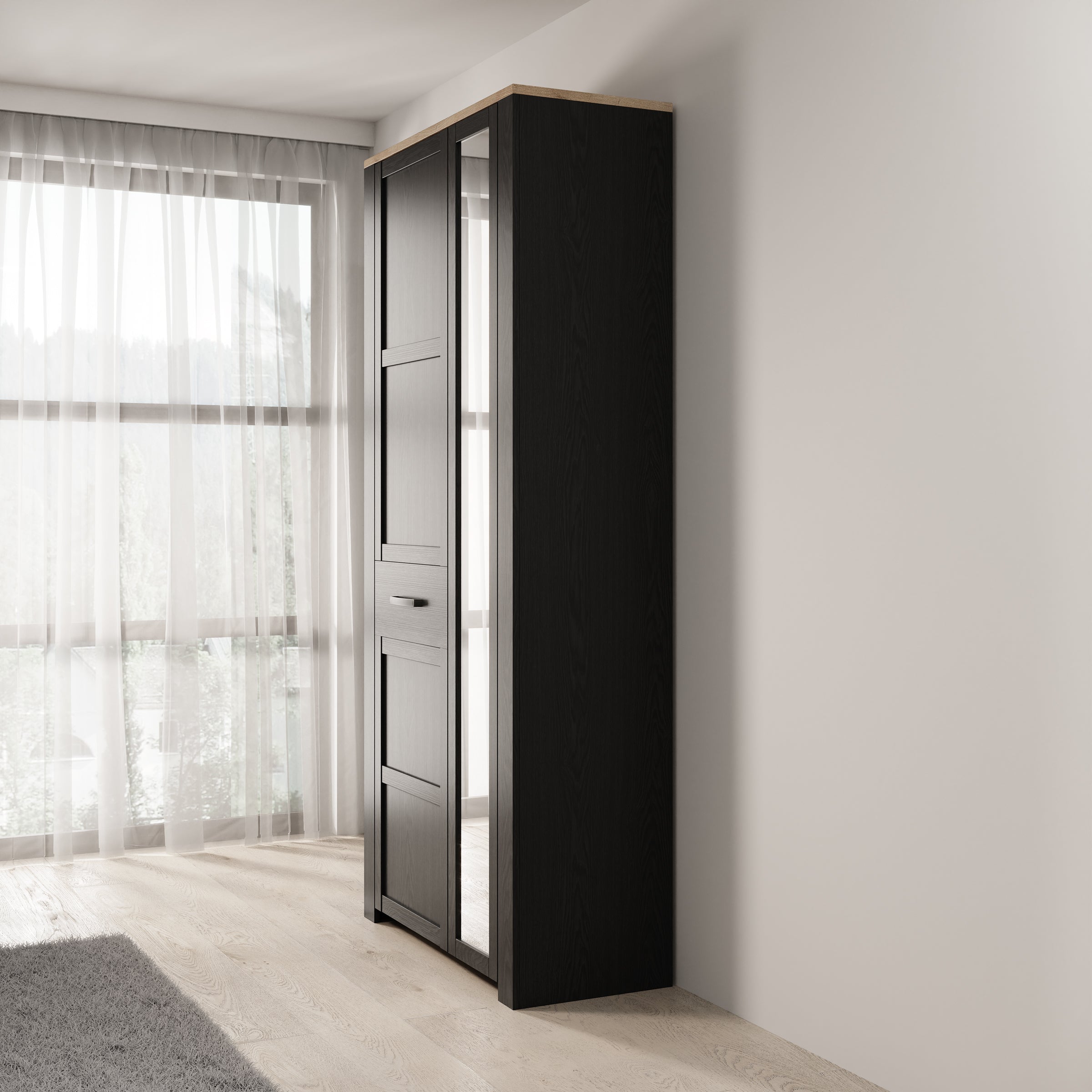 Borello - Kledingkast 2 deurs - Zwart - 94x42x205 cm